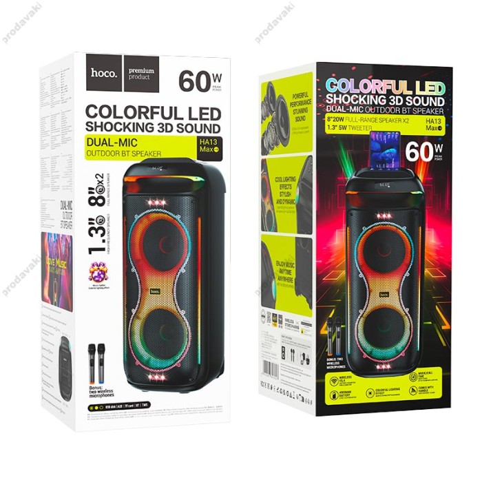 Портативна колонка Bluetooth HOCO HA13 Max Ramon outdoor 2 мікрофони 60W Black