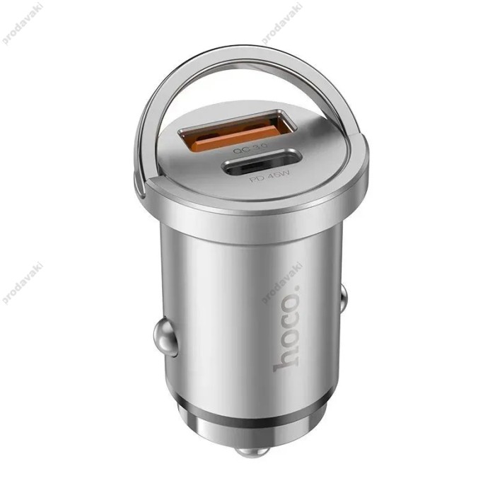 Автомобільний зарядний пристрій Hoco NZ10 Handy car charger 4A 45W Silver