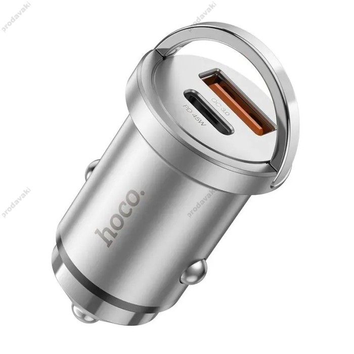 Автомобільний зарядний пристрій Hoco NZ10 Handy car charger 4A 45W Silver