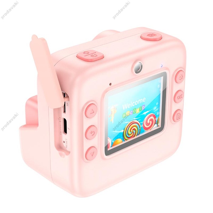 Фотоапарат дитячий з друком HOCO DV200 Dual lens children printing camera Pink