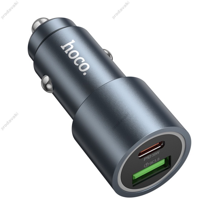 Автомобільний зарядний пристрій HOCO Z60 Bloom PD30W+QC3.0 48W Metal Grey