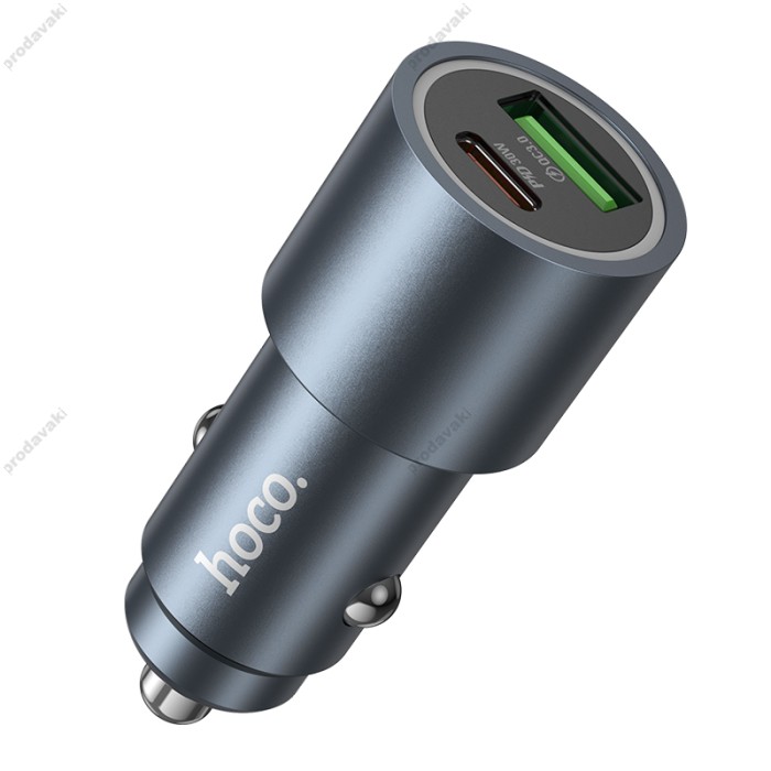 Автомобільний зарядний пристрій HOCO Z60 Bloom PD30W+QC3.0 48W Metal Grey