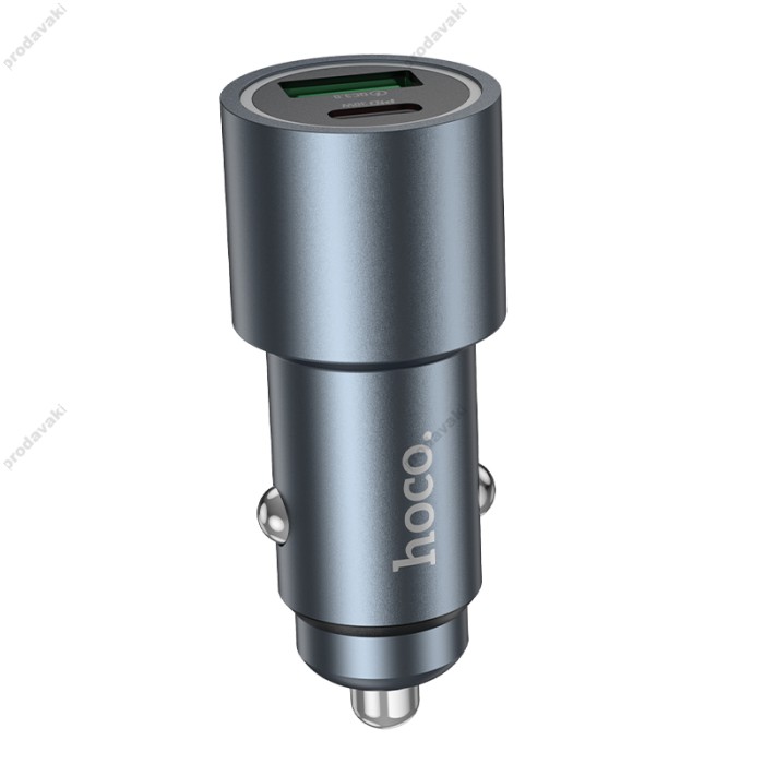 Автомобільний зарядний пристрій HOCO Z60 Bloom PD30W+QC3.0 48W Metal Grey