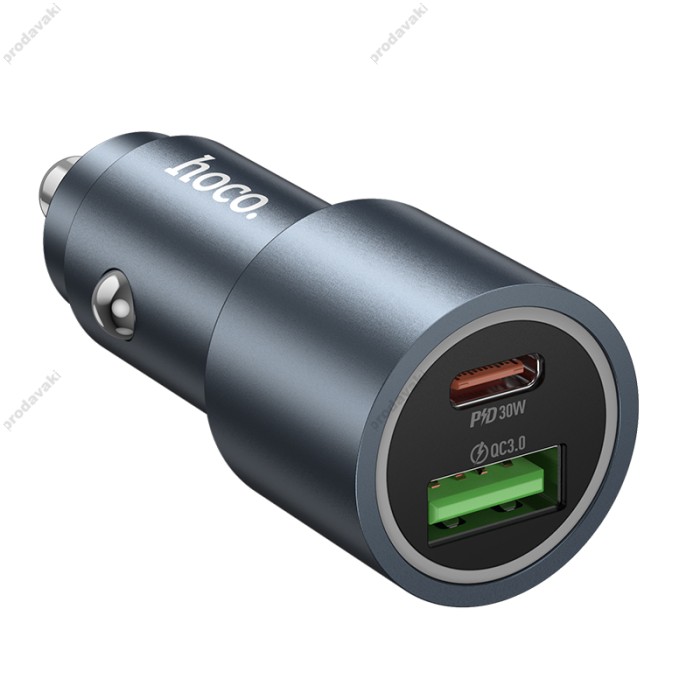 Автомобільний зарядний пристрій HOCO Z60 Bloom PD30W+QC3.0 48W Metal Grey