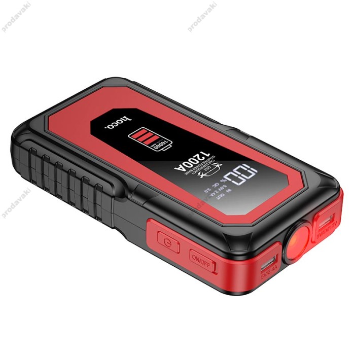 Пусковий зарядний пристрій бустер Hoco QS3 Victory Car Jump emergency starter піковий 1200A 10000 mAh Black-Red