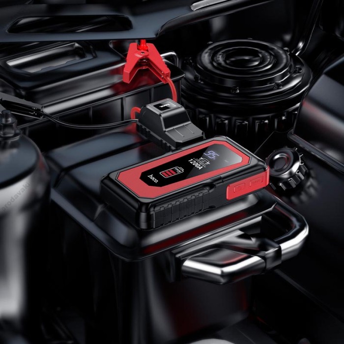 Пусковий зарядний пристрій бустер Hoco QS3 Victory Car Jump emergency starter піковий 1200A 10000 mAh Black-Red
