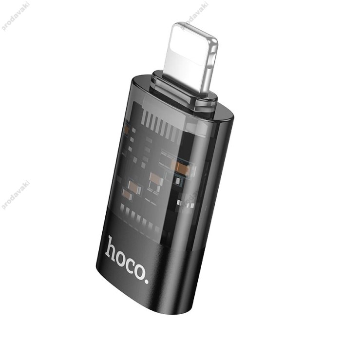 Перехідник HOCO UA36A iP Lightning male to c female OTG transparent adapter 480Mbps 2A Black
