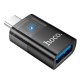 Перехідник HOCO UA36B Type-C male to USB female OTG transparent adapter 480Mbps 3A Black