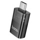 Перехідник HOCO UA36B Type-C male to USB female OTG transparent adapter 480Mbps 3A Black