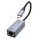 Мережевий адаптер Hoco UA37 ethernet adapter Type-C to RJ45 1000 Mbps 0.12m Grey