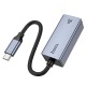 Мережевий адаптер Hoco UA37 ethernet adapter Type-C to RJ45 1000 Mbps 0.12m Grey