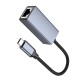 Мережевий адаптер Hoco UA37 ethernet adapter Type-C to RJ45 1000 Mbps 0.12m Grey
