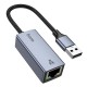 Мережевий адаптер Hoco UA37 ethernet adapter USB to RJ45 1000 Mbps 0.12m Grey