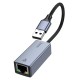 Мережевий адаптер Hoco UA37 ethernet adapter USB to RJ45 1000 Mbps 0.12m Grey