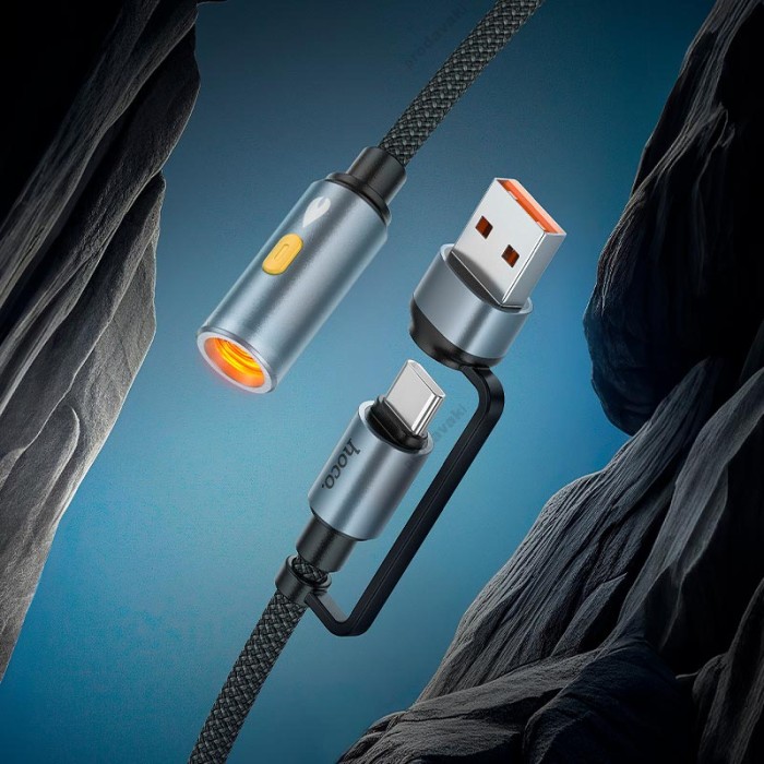 Кабель комбо HOCO UA38B USB / Type-C to cigarette Lighter adapter cable 0.3M Black
