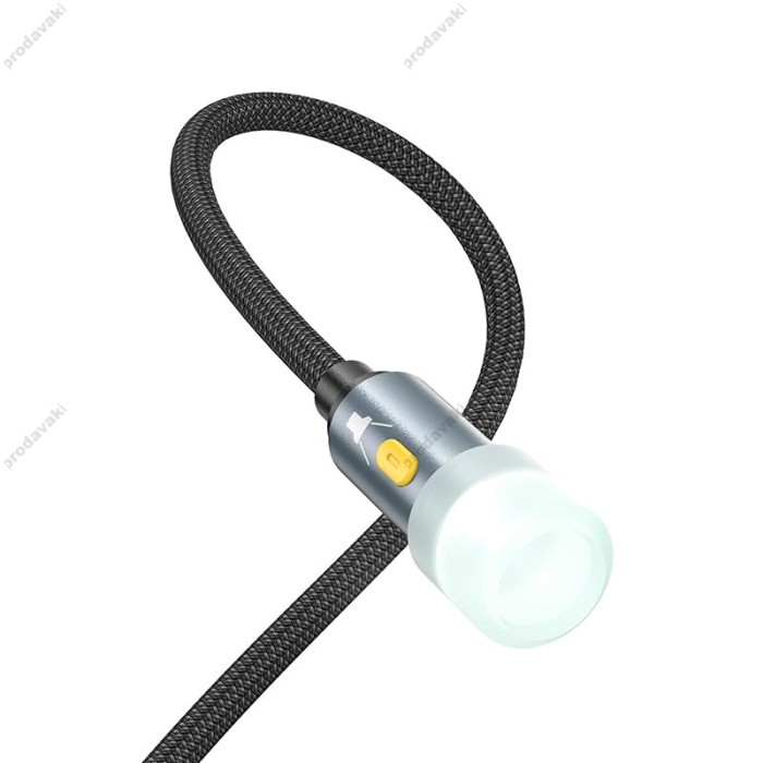 Кабель комбо HOCO UA38C USB / Type-C to LED light adapter cable 0.3M Black