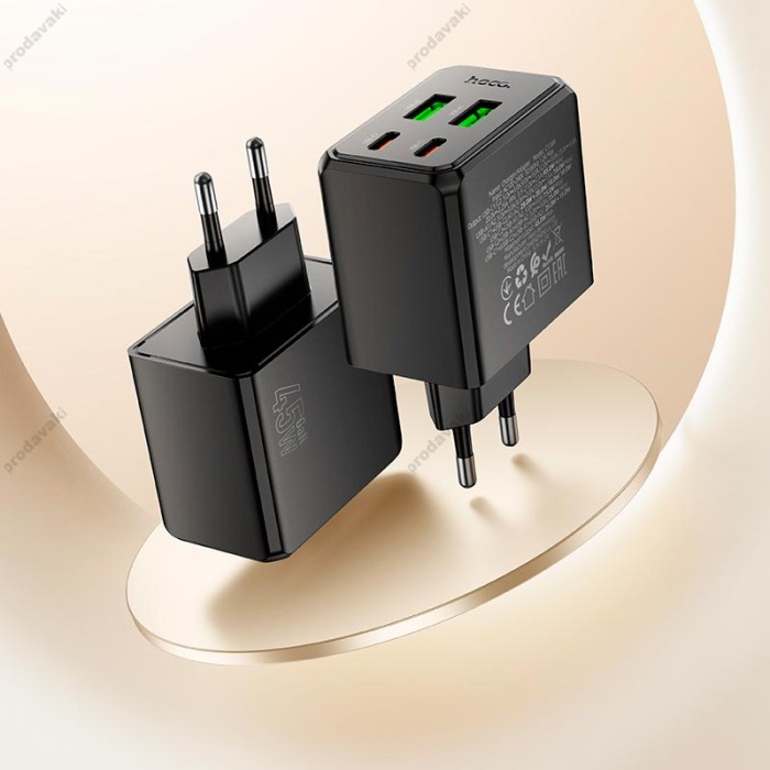 Мережевий зарядний пристрій HOCO CS18A Ocean charger 45W Black