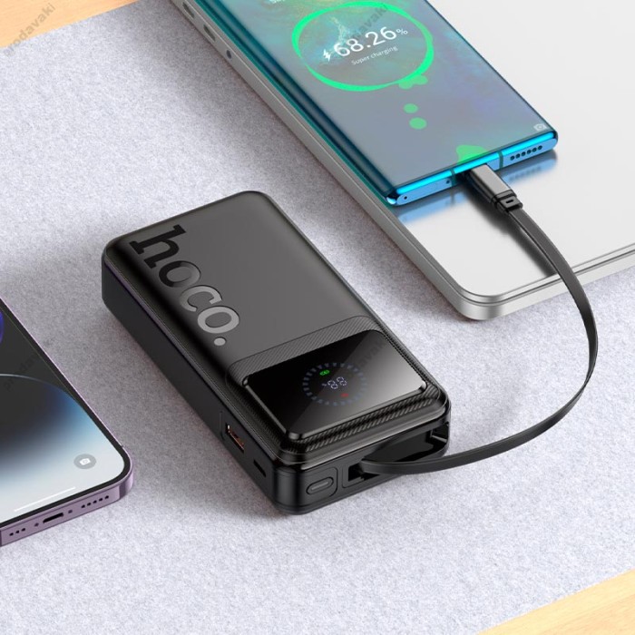 Повербанк портативний акумулятор Power bank Hoco Q41 Bright telescopic cable 22.5W 20000 mAh Black