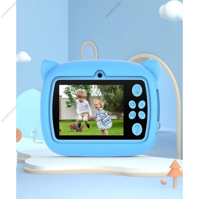 Дитячий фотоапарат моментального друку Print Camera AM-300 Cat Blue