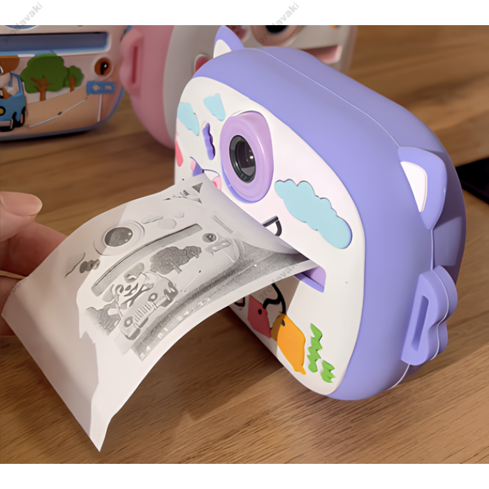 Дитячий фотоапарат моментального друку Print Camera AM-300 Cat Purple