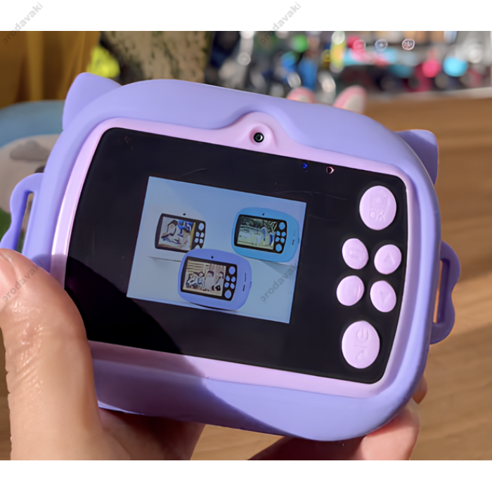 Дитячий фотоапарат моментального друку Print Camera AM-300 Cat Purple