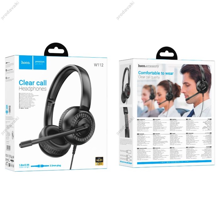 Дротові навушники HOCO W112 Pure headphones Omnidirectional microphone Black