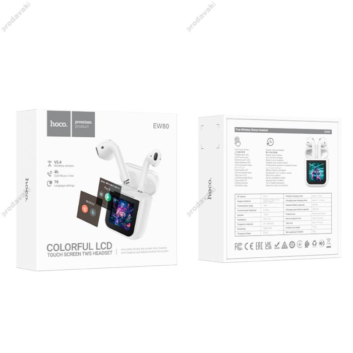 Бездротові Bluetooth навушники HOCO EW80 Magnificent true wireless touch screen BT 5.4 White
