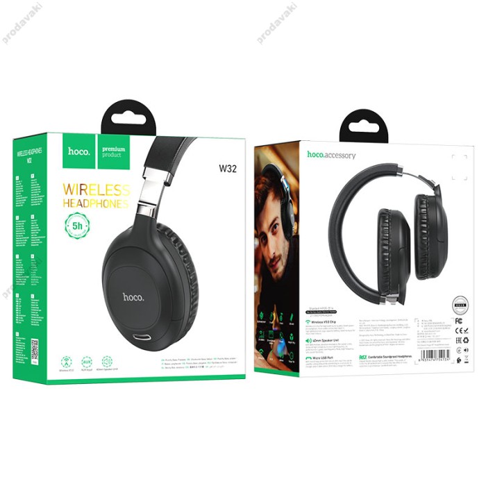 Бездротові Bluetooth навушники HOCO W32 Sound magic wireless BT 5.0 Black