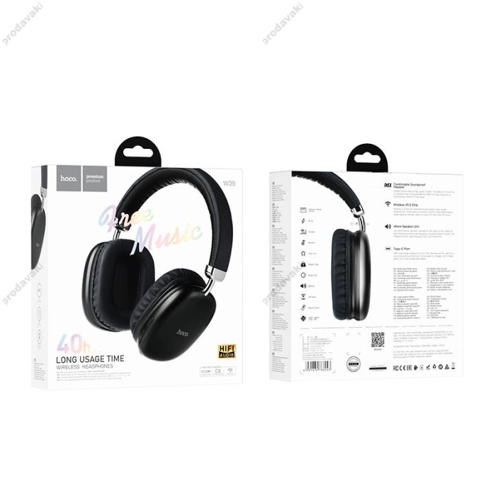 Бездротові Bluetooth навушники Hoco W35 wireless headphones BT 5.3 Black