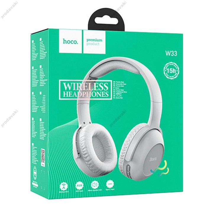 Бездротові Bluetooth навушники Hoco W33 Art sount BT 5.0 Grey
