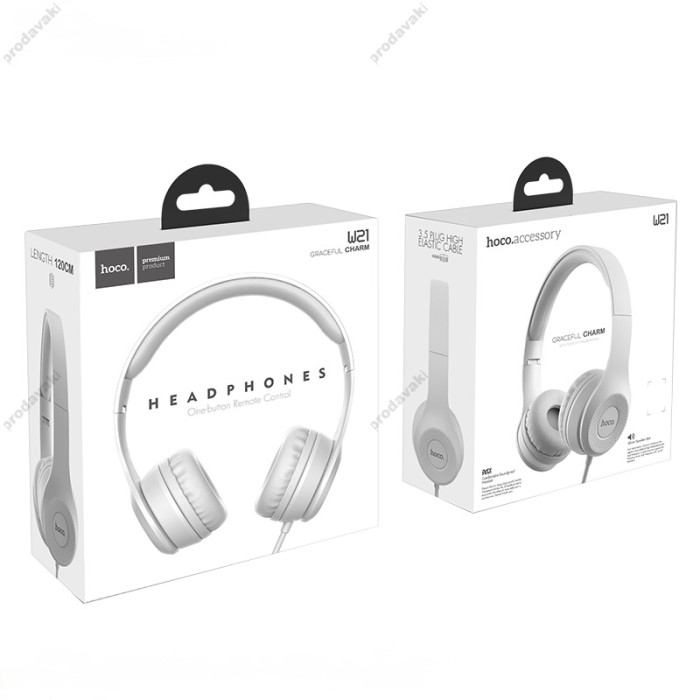 Дротові навушники HOCO W21 Graceful charm wire control headphones Grey