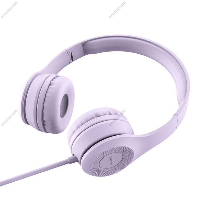 Дротові навушники HOCO W21 Graceful charm wire control headphones Purple