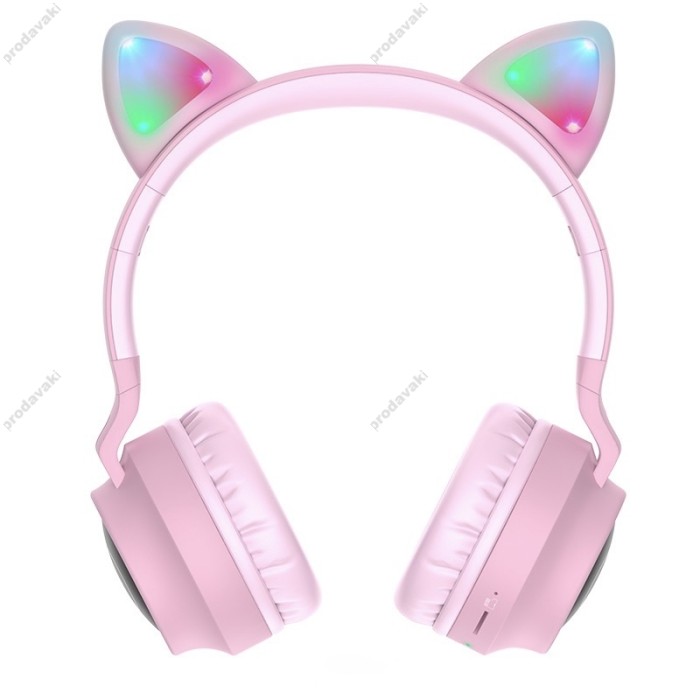 Бездротові Bluetooth навушники HOCO W27 Cheerful Cat ear Wireless headphones Pink