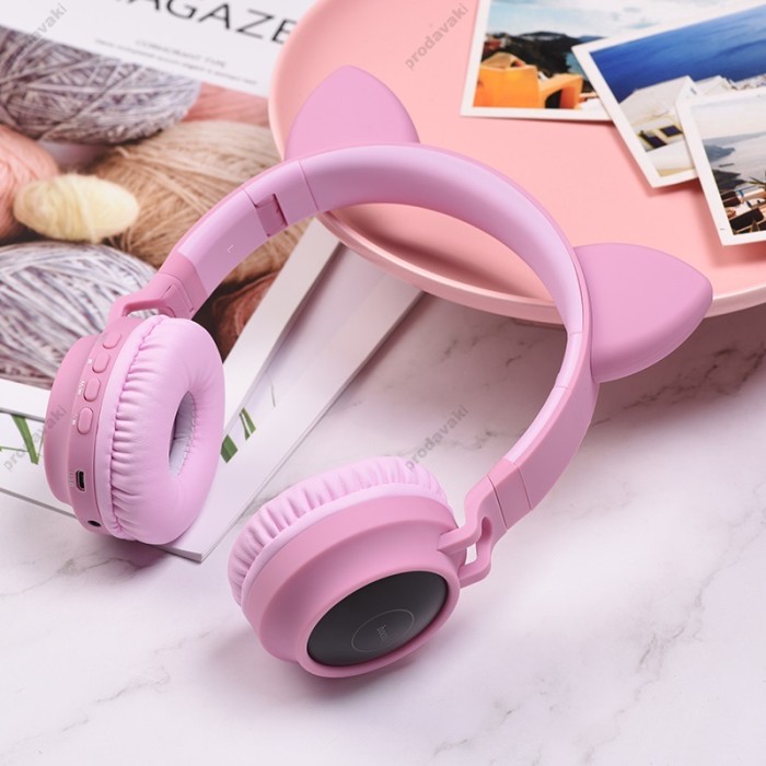 Бездротові Bluetooth навушники HOCO W27 Cheerful Cat ear Wireless headphones Pink