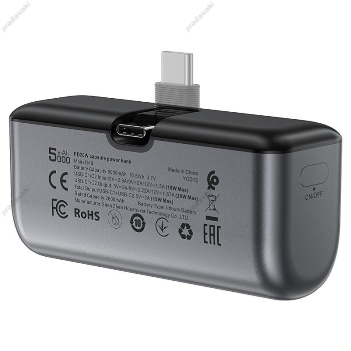 Повербанк портативний акумулятор Power bank ACEFAST M9 PD capsule Type-C 20W 5000 mAh Black