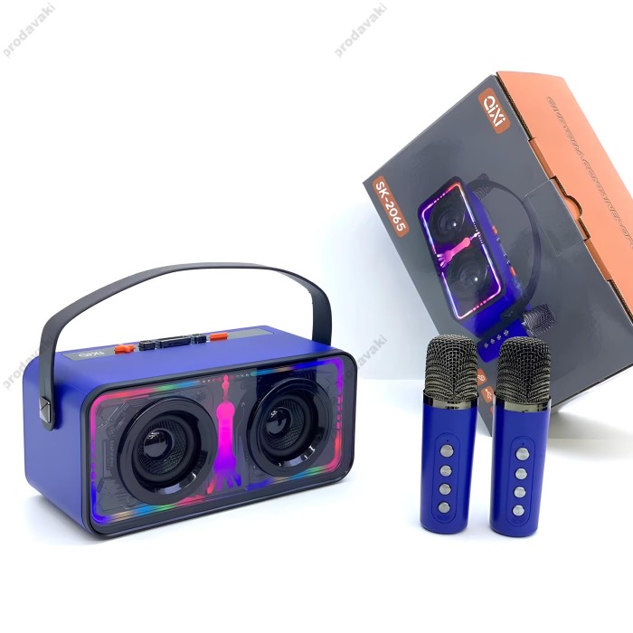 Портативна колонка Bluetooth CH QiXi SK-2065 мікрофон 2 шт 30W Blue