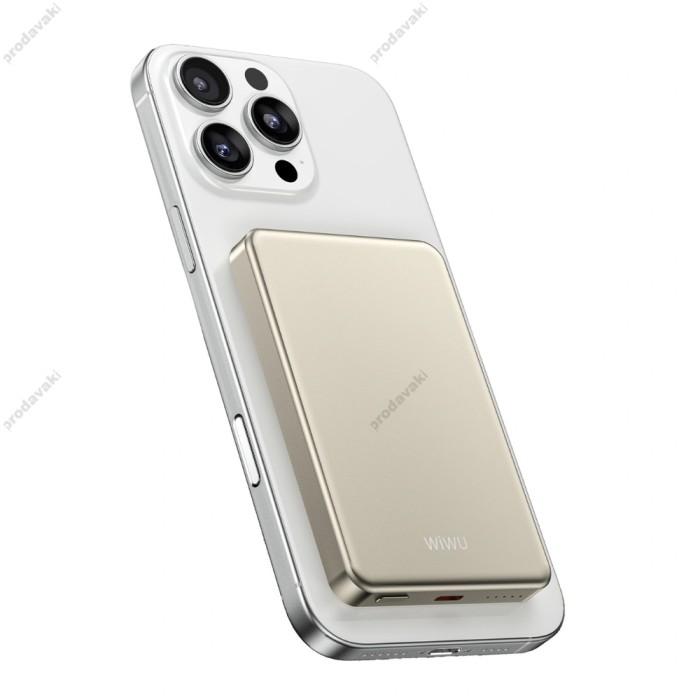 Повербанк портативний акумулятор Power Bank Wiwu P15 Magnetic MagSafe магнітний 5000 mAh Gold