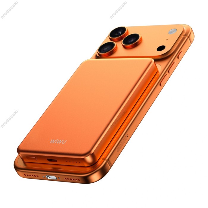 Повербанк портативний акумулятор Power Bank Wiwu P15 Magnetic MagSafe магнітний 5000 mAh Orange