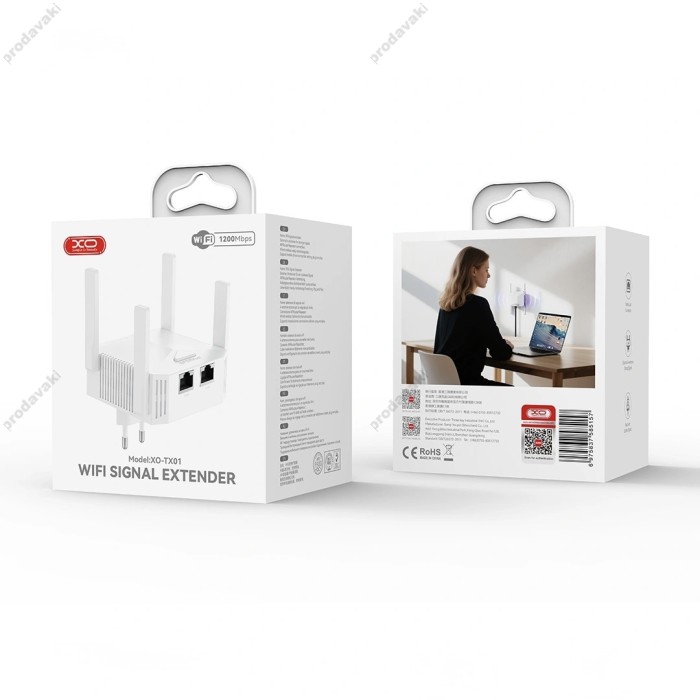 Роутер маршрутизатор WIFI підсилювач XO TX01 1200M Repeater + 100M Router 2in1 EU White