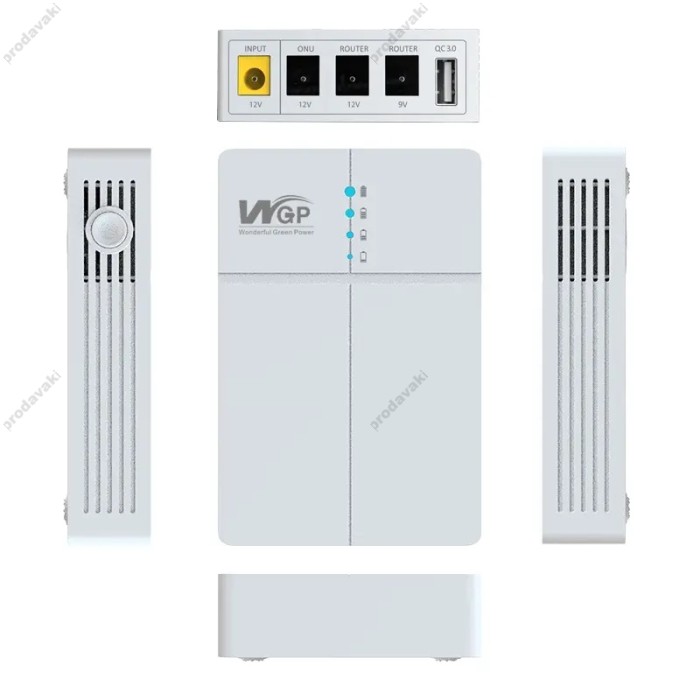 Повербанк для безперебійної роботи Wi-Fi роутера WGP 302 13500mAh 49.95Wh USB 5V/9V/12V/12V UPS білий