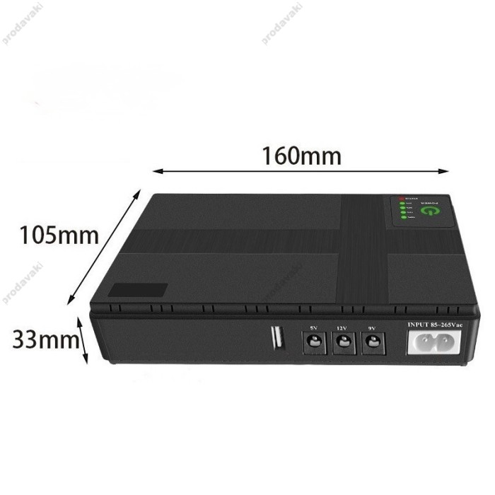 Повербанк для безперебійної роботи Wi-Fi роутера DC1018 10400mAh 38.48Wh USB 5V/12V/12V UPS Black