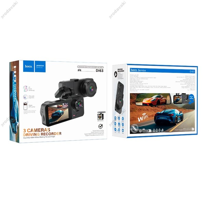 Відеореєстратор HOCO DI63 Universe three-screen simultaneous display 720p Wi-Fi Black
