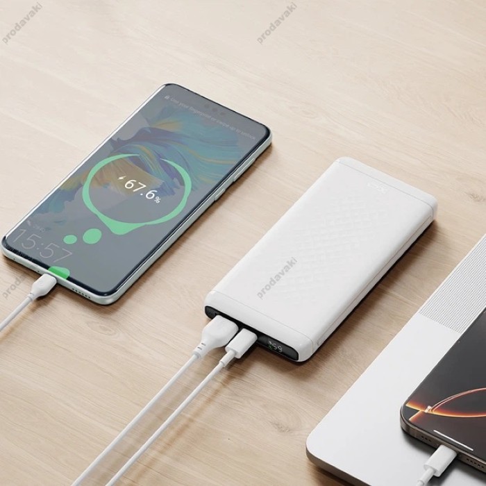 Повербанк портативний акумулятор Power bank XO PB308 USB-C 20W/USB-A 22.5W 10000 mAh White