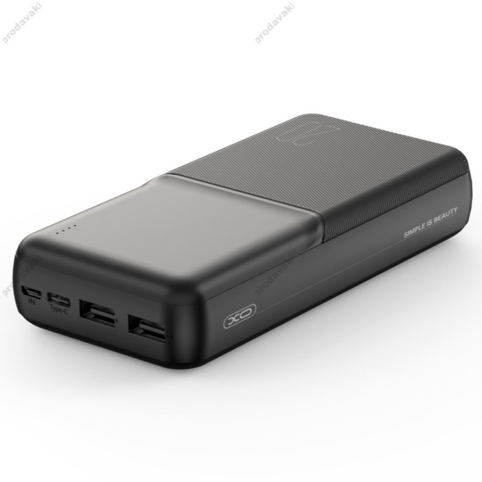 Повербанк портативний акумулятор Power bank XO PR252 Light display 20000 mAh Black