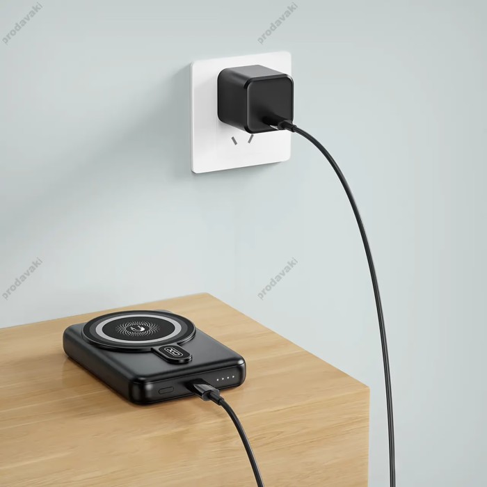 Повербанк портативний акумулятор Power bank XO PR264 MagSafe магнітний 20W 10000 mAh Black