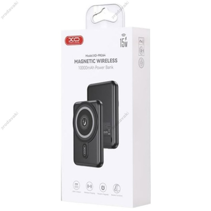 Повербанк портативний акумулятор Power bank XO PR264 MagSafe магнітний 20W 10000 mAh Black