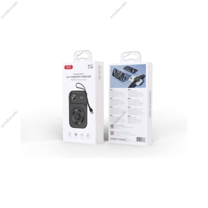Повербанк портативний акумулятор Power bank XO PR270 MagSafe магнітний 20W 10000 mAh Black
