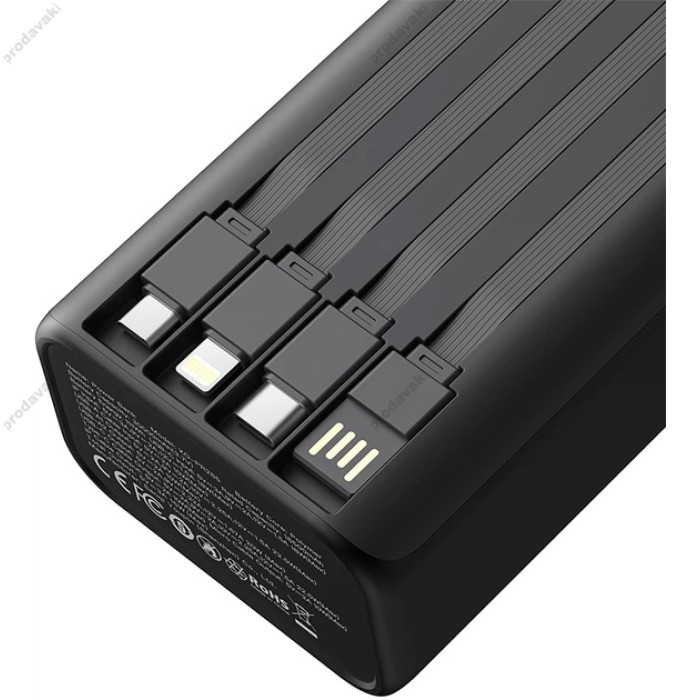 Повербанк портативний акумулятор Power bank XO PR285 Four Cables 22.5W 30000 mAh Black