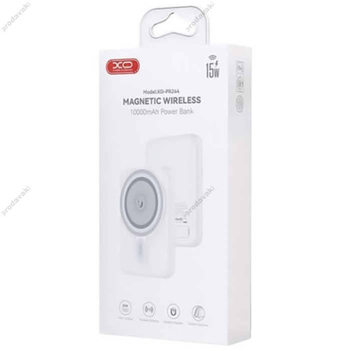 Повербанк портативний акумулятор Power bank XO PR264 MagSafe магнітний 20W 10000 mAh White