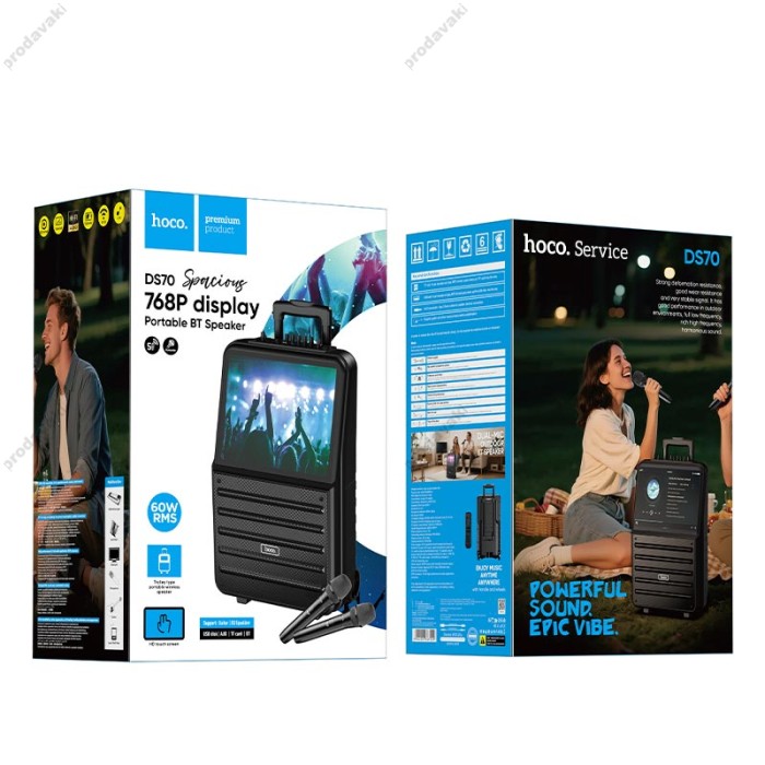Портативна колонка Bluetooth HOCO DS70 RGB outdoor karaoke 60W Black